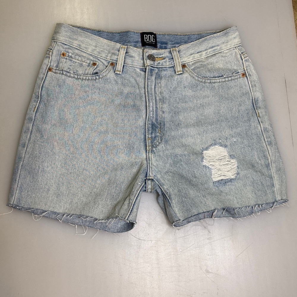 Sz 28 BDG Faded Blue Ripped Denim Shorts